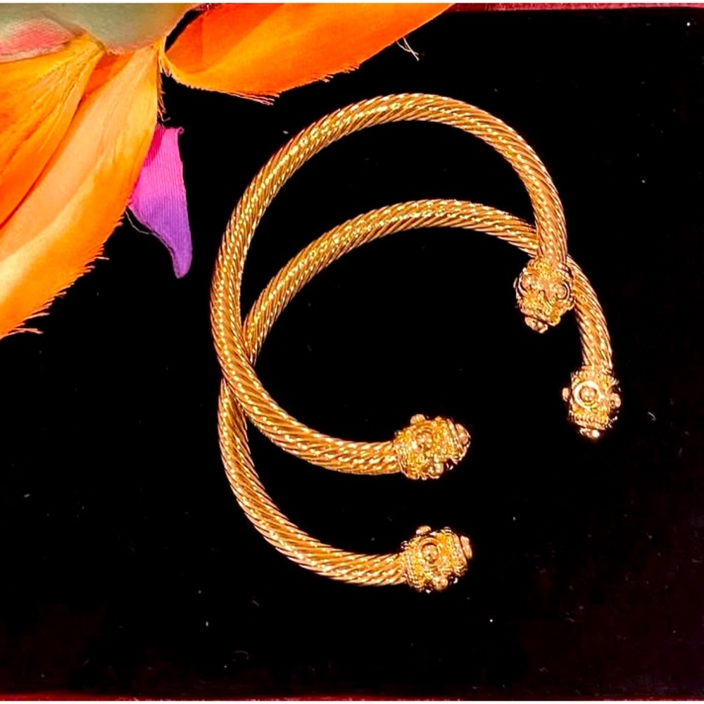Elegant Gold-Tone Twisted Bracelets